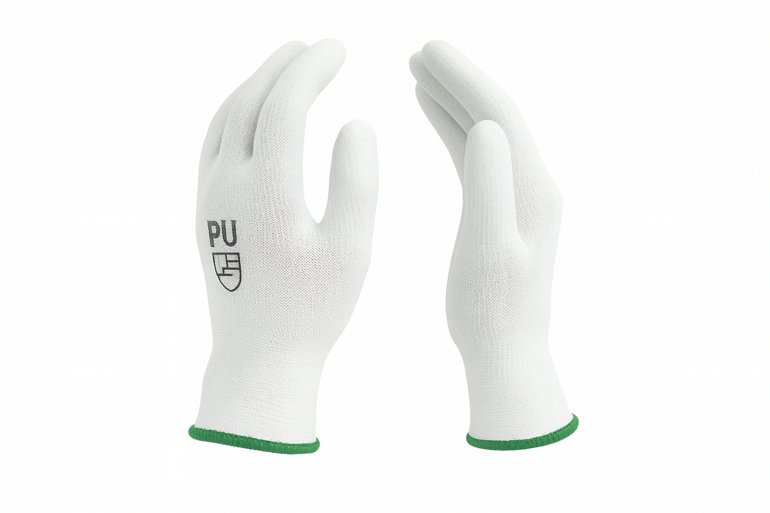 Guantes PU sin Recubrimiento (Blancos) - Guantes blancos de poliéster sin recubrimiento para ambientes de sala limpia y alta precisión. Ideales para industria farmacéutica, electrónica y ambientes estériles.